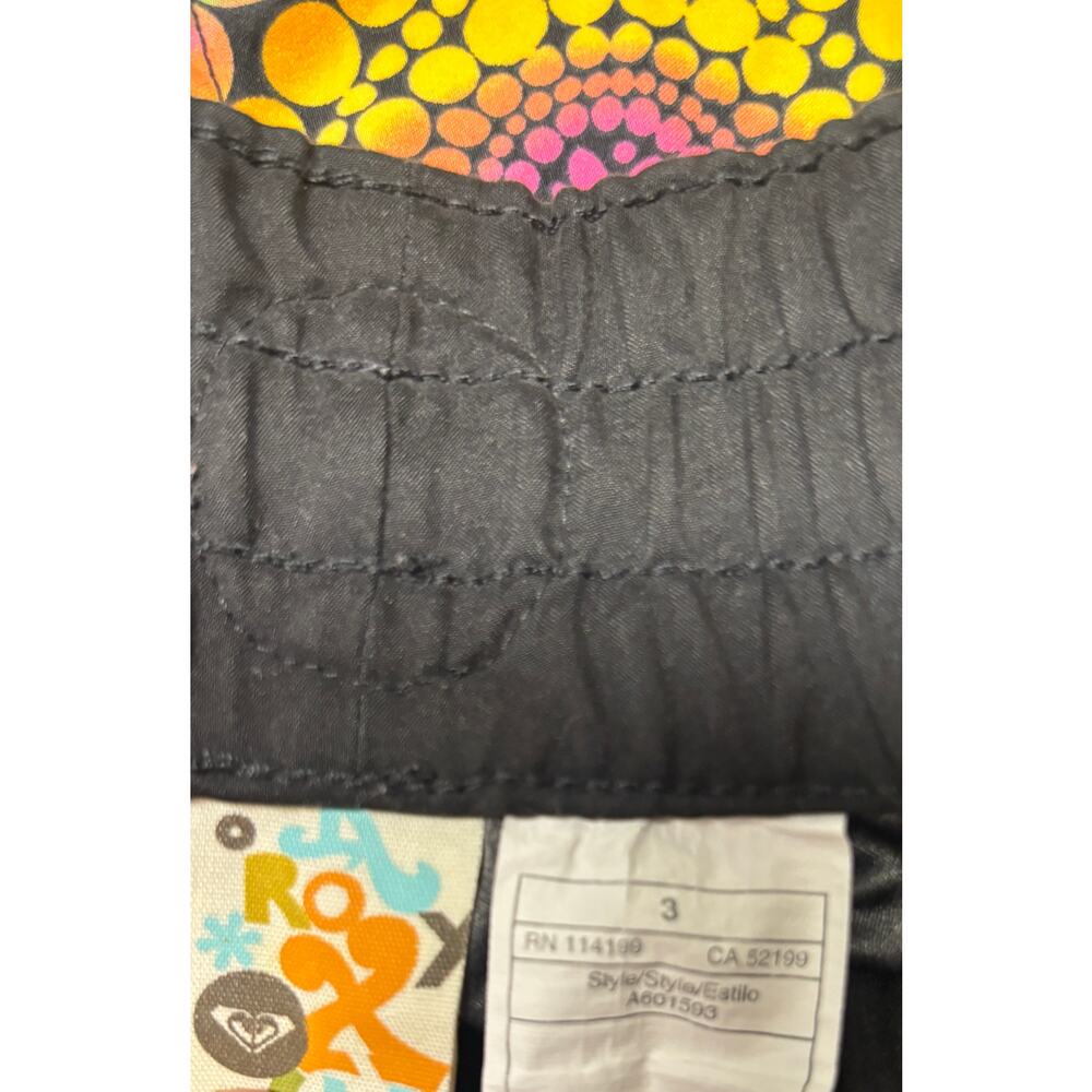 Roxy Board Shorts Women Size 3 Black Multicolor Surf Swim Elastic Waist EUC - Picture 8 of 9